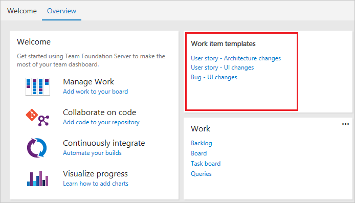 Screenshot of a Markdown widget with links to templates.