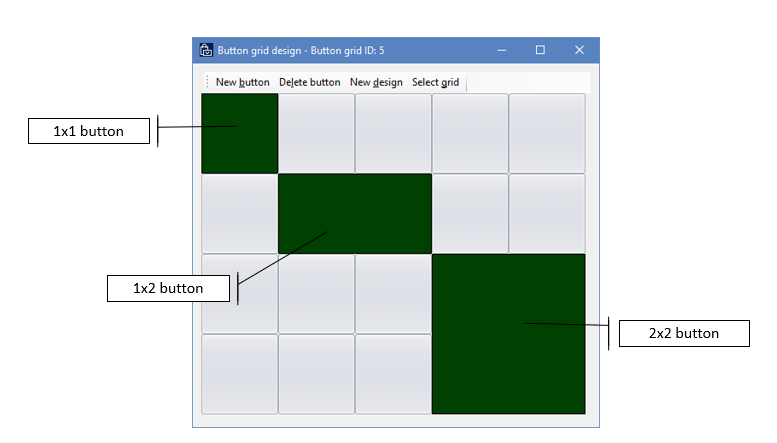 Screenshot of POS button sizes in rows and columns.
