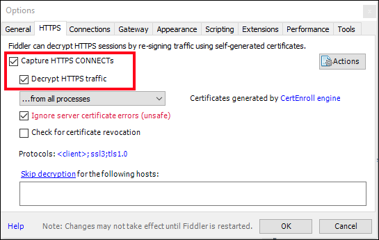 Select the marked checkboxes in the HTTP tab Select the marked checkboxes in the HTTP tab.