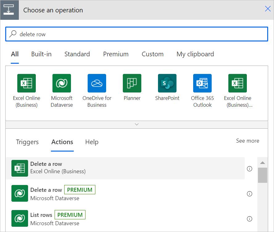 Filter to delete row actions Filter to delete row actions.