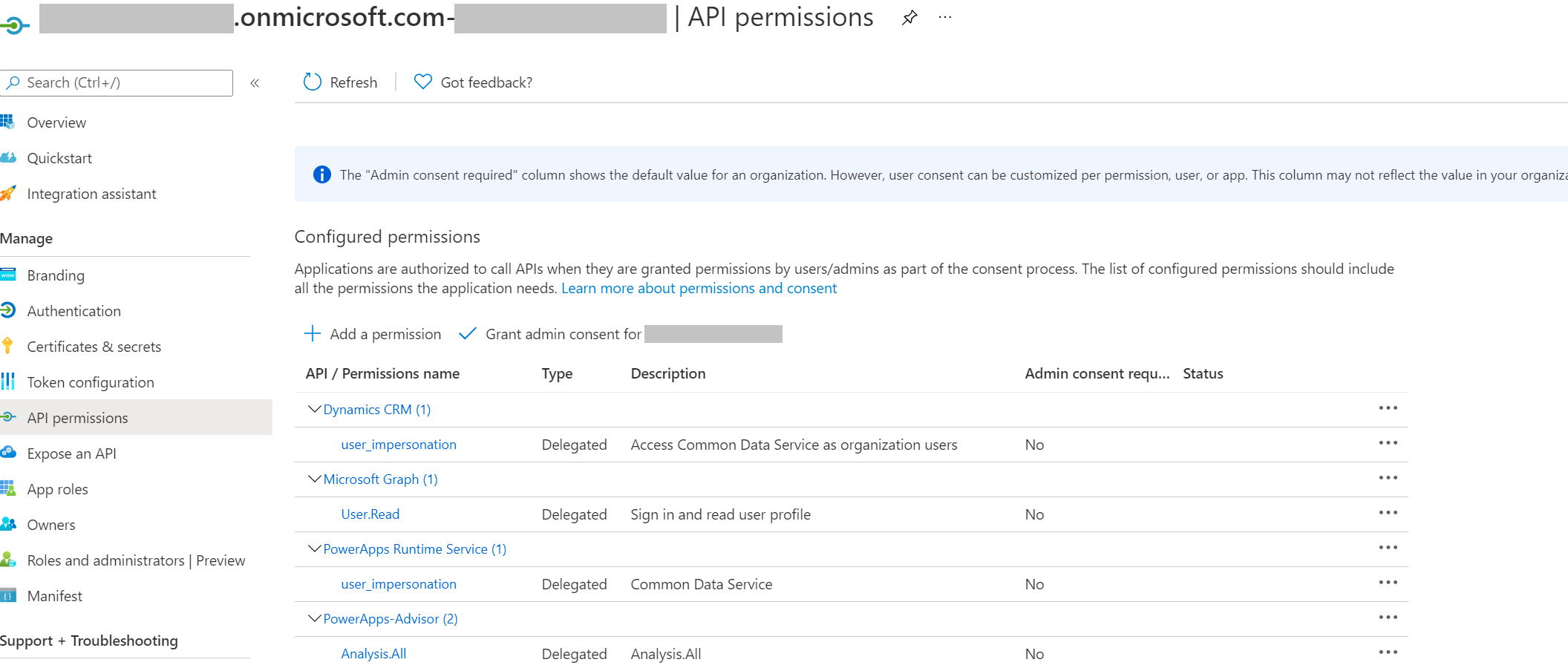 API permissions API permissions